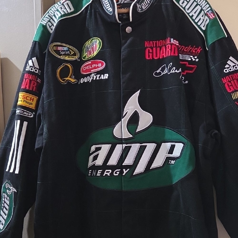 Jr Motorsports Amp Energy Black & Green Racing Bomber Jacket Adult XL